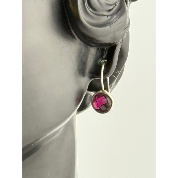 Jane Diaz Small Faceted Red Stone Drops Dangle Earrings - Picture 1 of 3